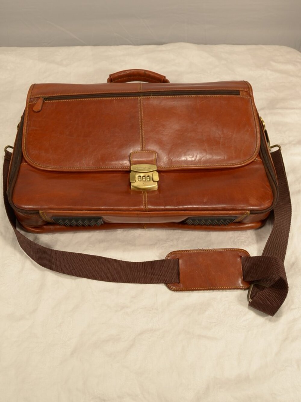 Piquadro Nicolai Leather Laptop Bag Briefcase - Made in Italy